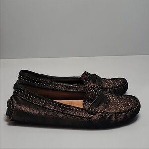 Coach Womens Nixie Studded Suede Driving Moccasins Black Size 10B Comfort